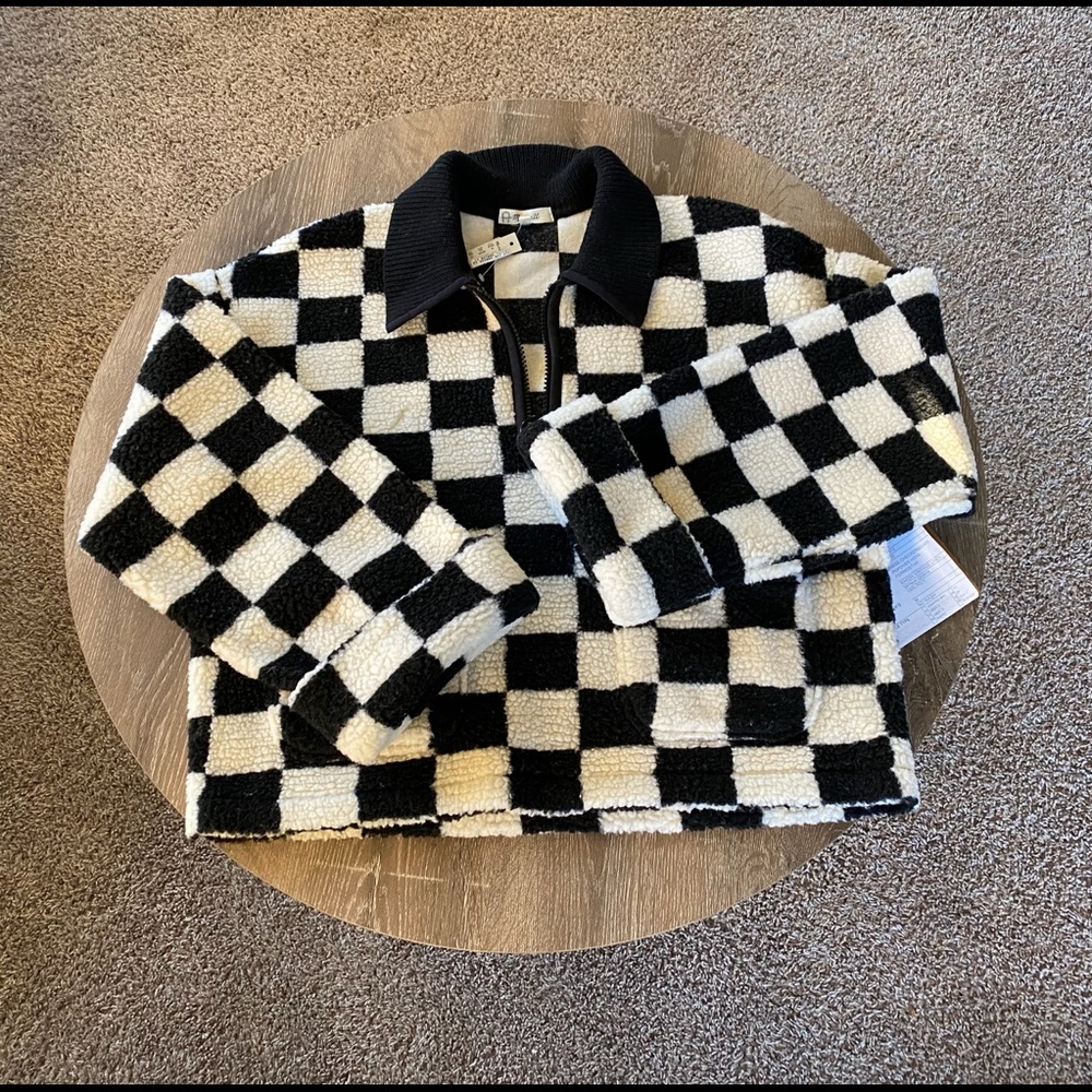Madewell Black and White Checkered Sweatshirt